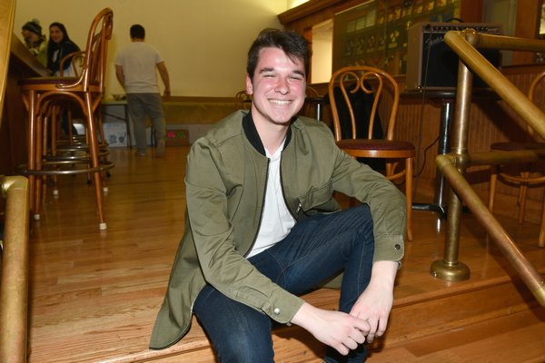 Christiaan Padavan at the viewing party at the Knights of Columbus in Hampton Bays on Monday night. DANA SHAW