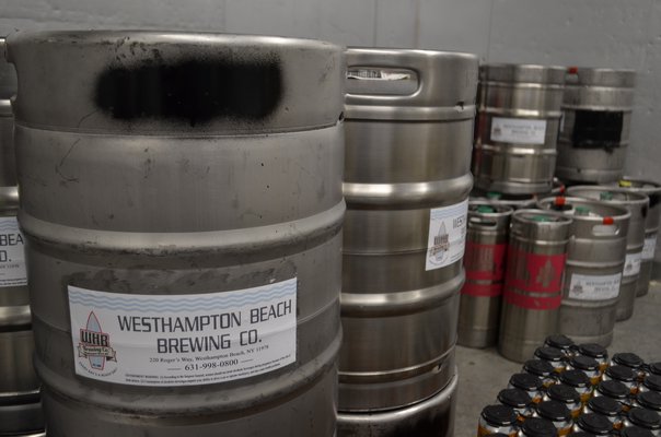 Westhampton Beach Brewing Company kegs in storage. ANISAH ABDULLAH