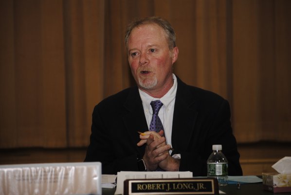 Superintendent Robert Long during the East Quogue Board of Education meeting on Tuesday night. AMANDA BERNOCCO