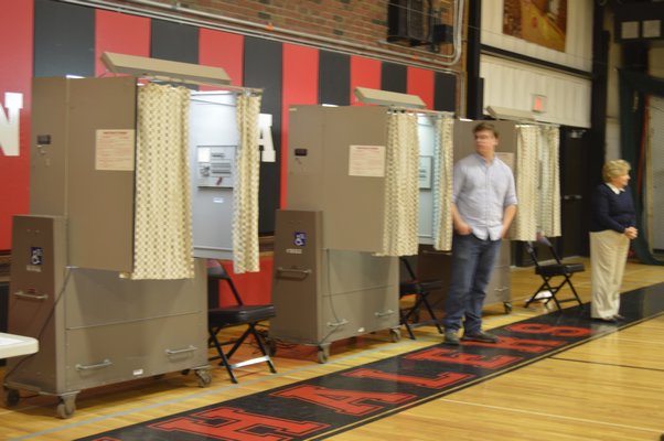 Voters in the Sag Harbor School District reported to the Pierson Middle/High School gymnasium Tuesday to vote for the 2015-16 budget and school board elections. ALYSSA MELILLO
