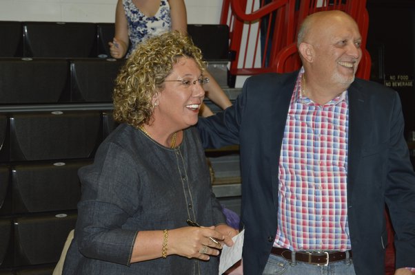 Stephanie Bitis shortly after she learned that she was elected to the Sag Harbor School Board Tuesday night with 677 votes, the second-highest in the five-person race. ALYSSA MELILLO