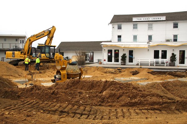 Work has been proceeding apace in recent weeks on the Surf Lodge's new septic system. KRYIL BROMLEY