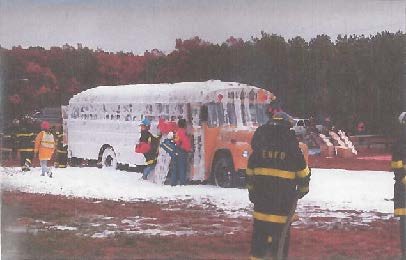 A mass casualty drill at East Hampton Airport involved the spraying of fire-supressant foams.    COURTESY NEW YORK STATE DEC