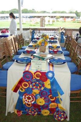 One of the many beautifully decorated tables in the VIP tents at Grand Prix day at this year's Hampton Classic. DAWN WATSON