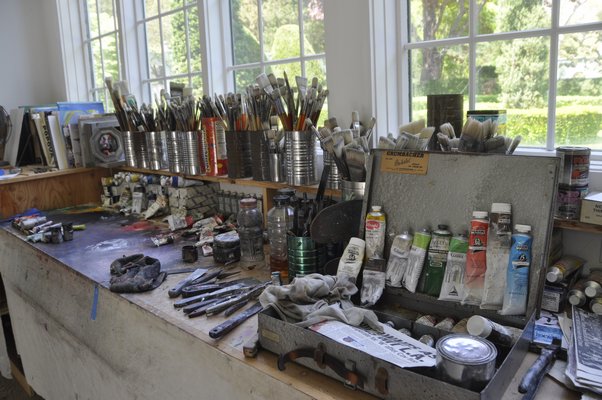Inside modernist painter Gerson Leiber's studio in Springs. MICHELLE TRAURING