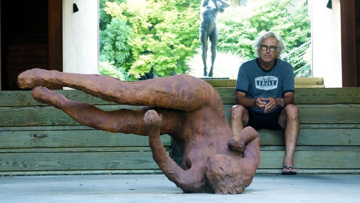 September 10 -- Eric Fischl reflected on the 9/11, ‘Tumbling Woman’ controversy at his home in North Haven, where a version now rests.