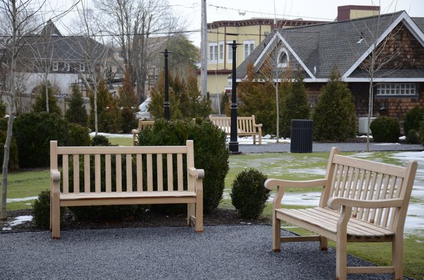 Residents are being offered a chance to memorialize benches, trees and lamp posts at the new Glovers Park in Westhampton Beach. GREG WEHNER