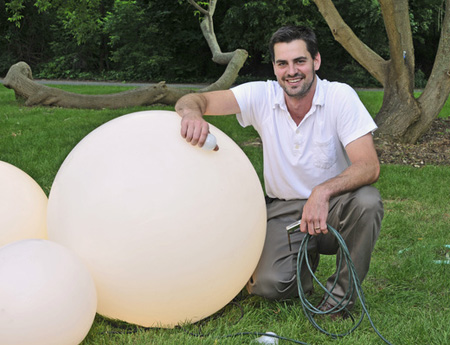 Matt Murphy designs outdoor lighting for events in the Hamptons during the summer.          CHRIS FOSTER