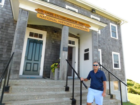 Nick Racanelli, a member of the Montauk Lighthouse Committee, is spearheading fundraising efforts to raise $1.1 million to restore cracks, metalwork, glass and paint on the lighthouse. ELIZABETH VESPE