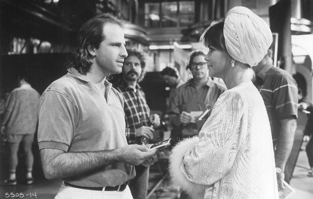 Director Michael Hoffman, left, with actress Sally Field on the set of 