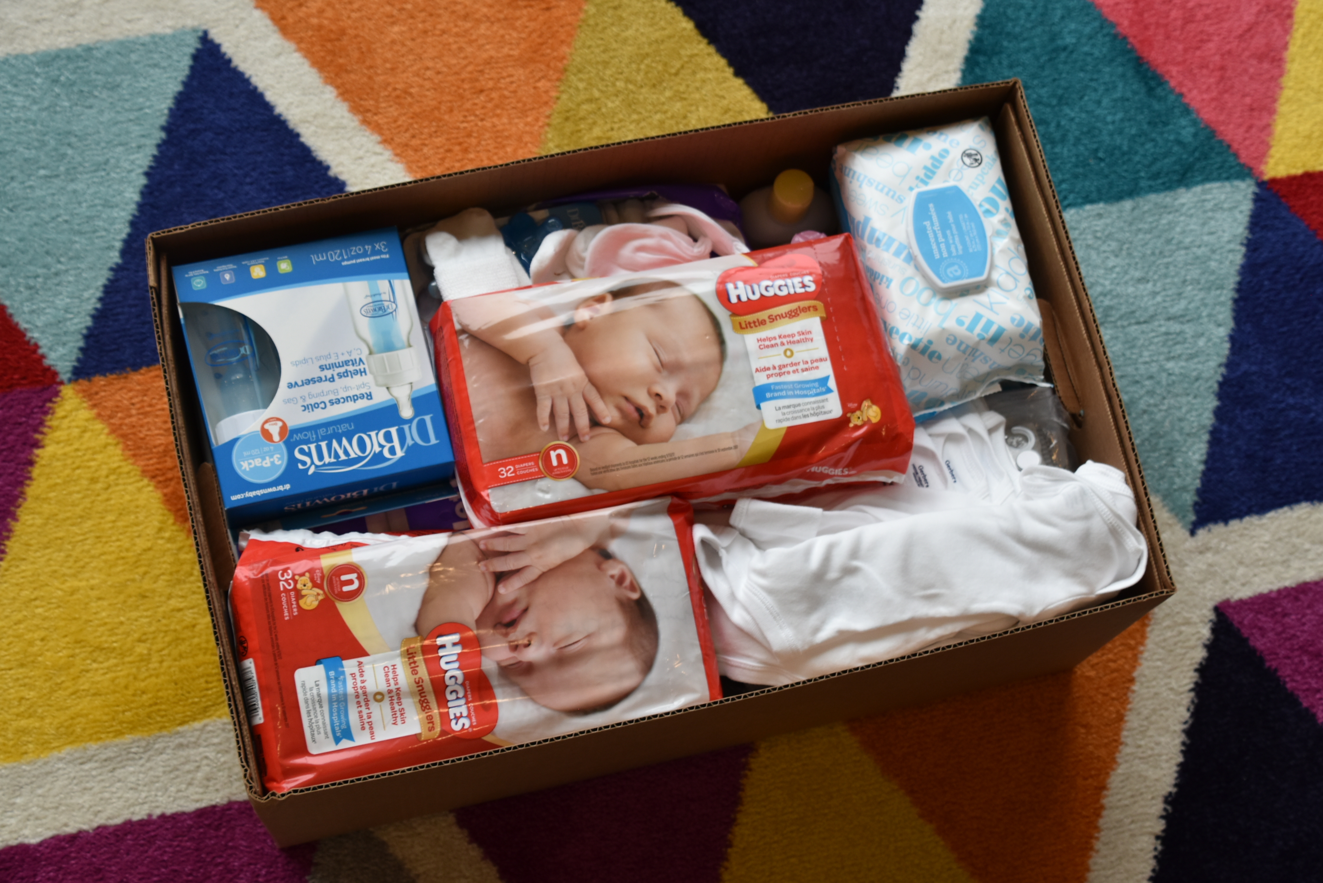 The Welcome Baby care package includes diapers, wipes, bottles, and more.   COURTESY CMEE