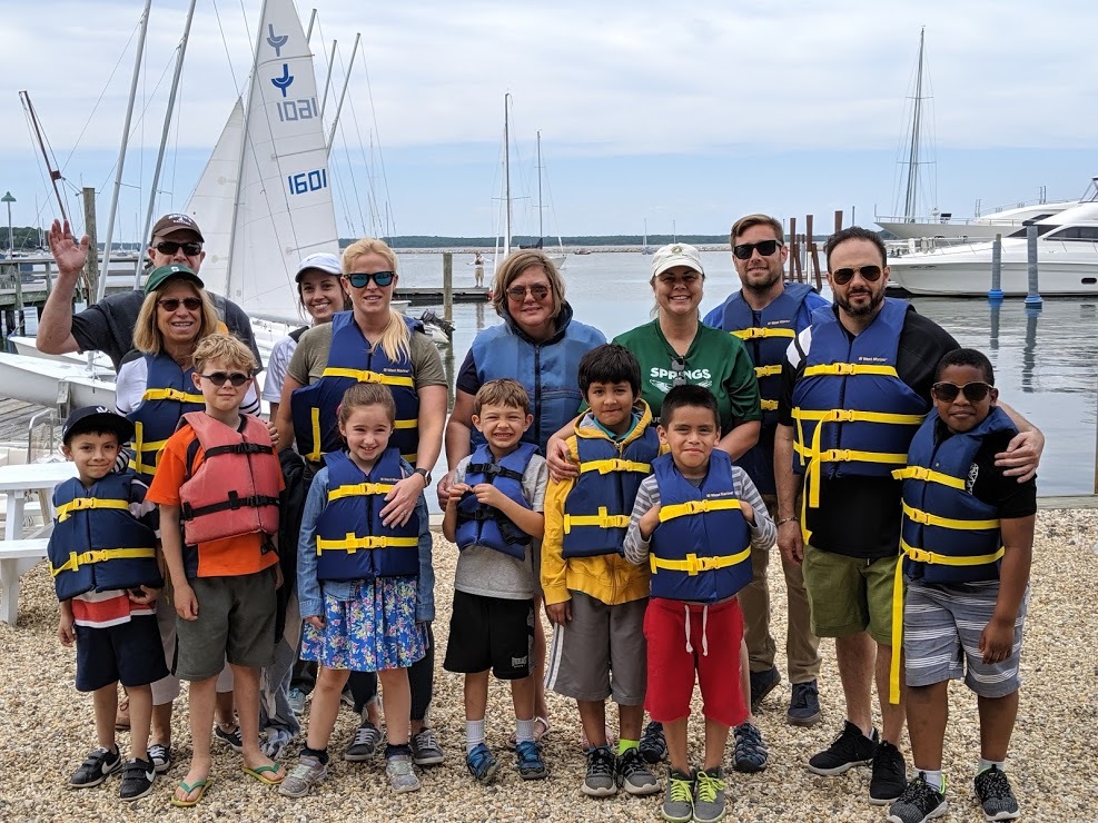 The students from the Springs School Mentor Program went with sailing with their mentors in June.  COURTESY CHRISTINE CLEARY