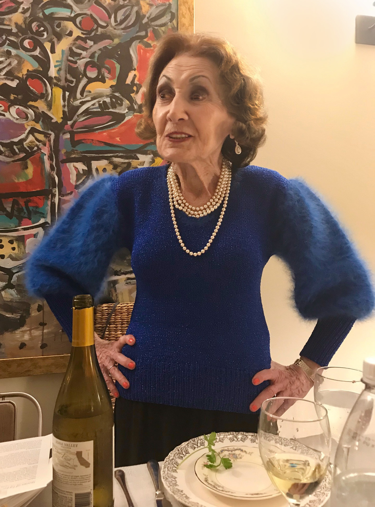 Helena Weinrauch celebrating Seder.