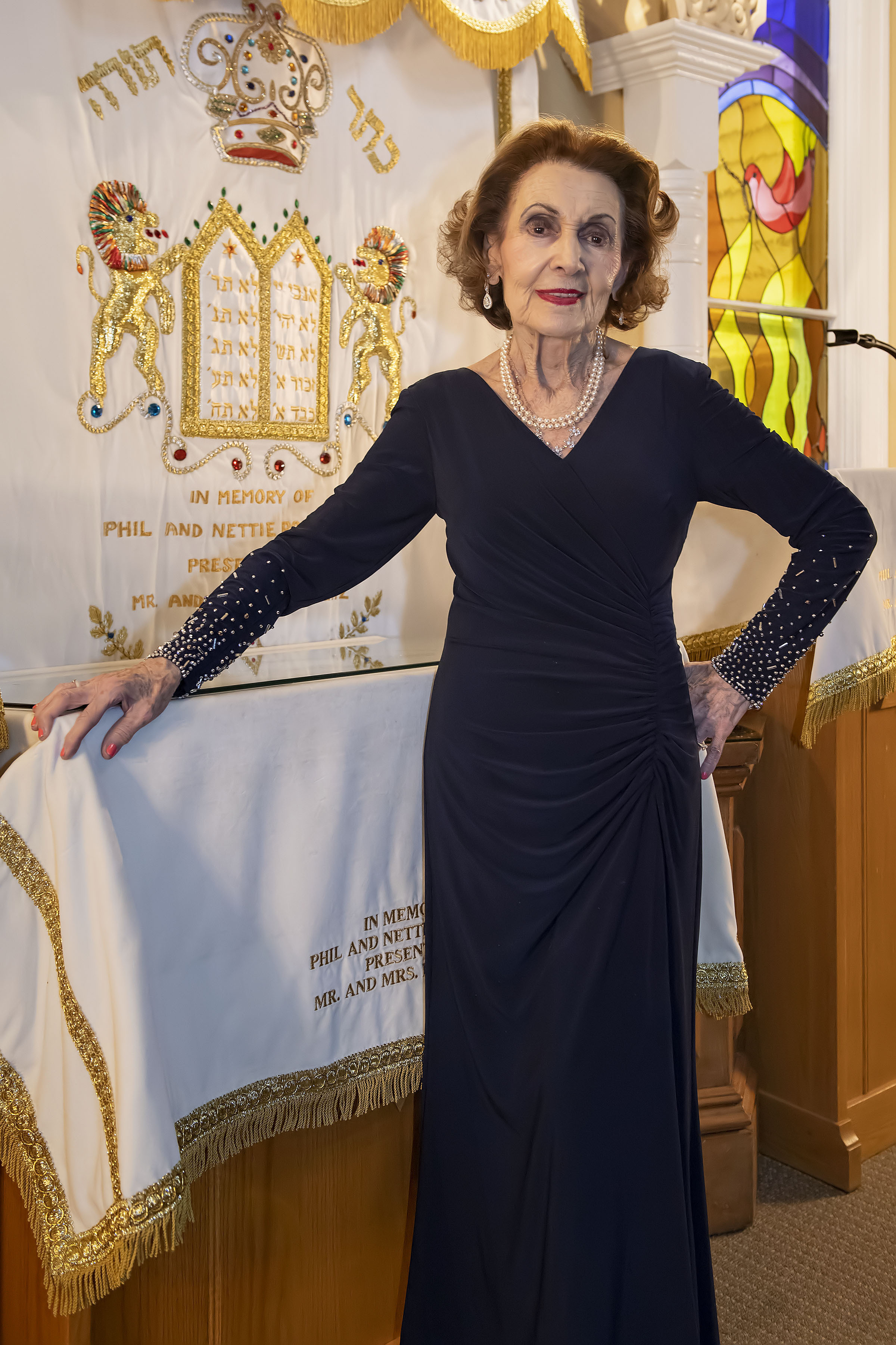Holocaust Survivor Helena Weonrauch, photographed at Temple Adas Israel in Sag Harbor, New York on Sunday. MICHAEL HELLER