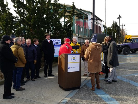 Representatives of the Long Island Rail Road appeared with state and local leaders at the Hampton Bays train station in early February to announce March 4 as the official start date of the South Fork Commuter Connection.   GREG WEHNER