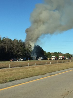 Photos from the scene of a reported fire on Sunrise Highway by exit 65 near Hampton Bays. CAILIN RILEY