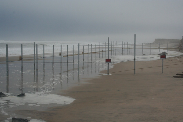 The fence on Georgica Beach on Thursday evening. VIRGINIA GARRISON