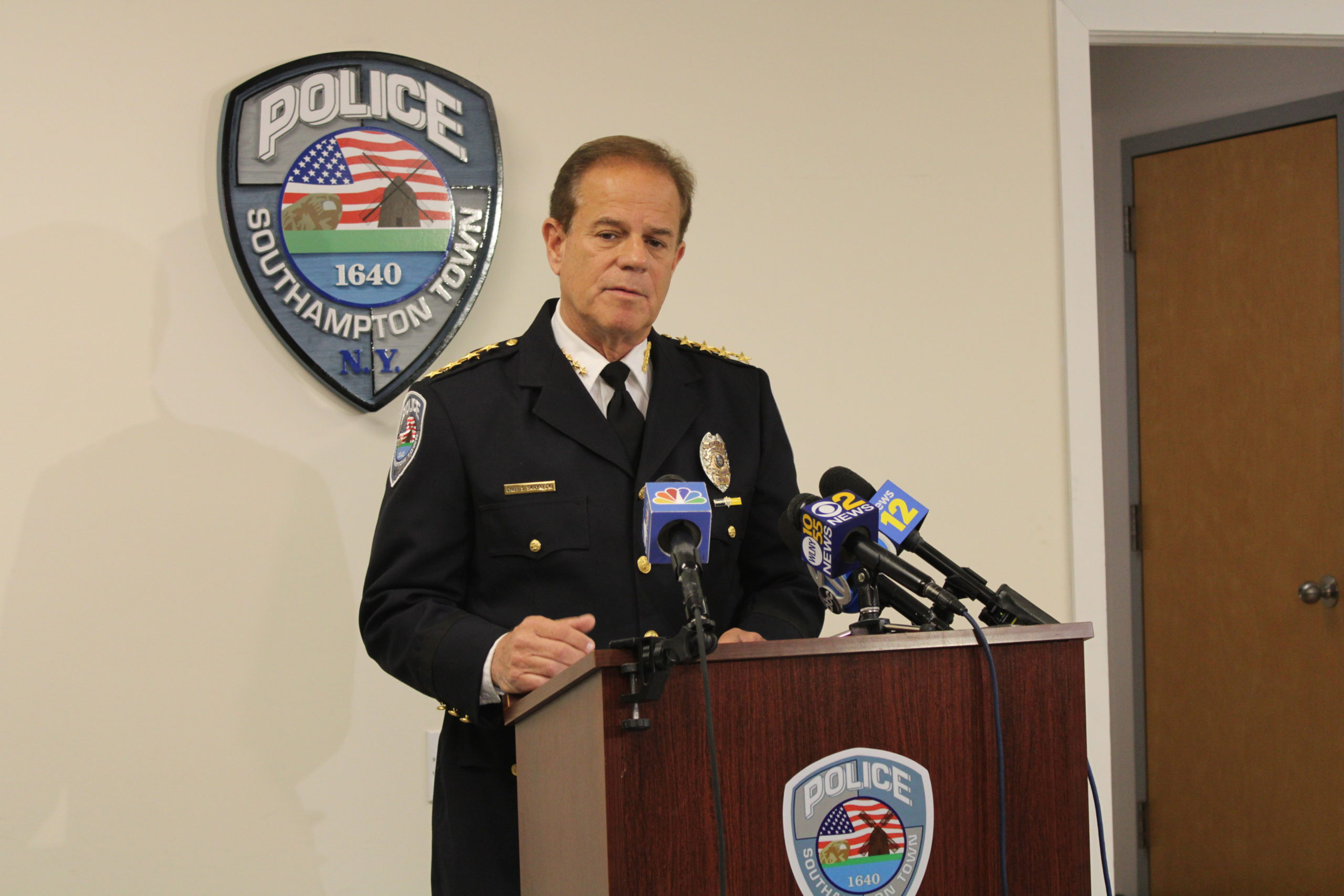 Southampton Town Police Chief Steven Skynecki at a press conference on March 5, regarding the incident.  PRESS FILE