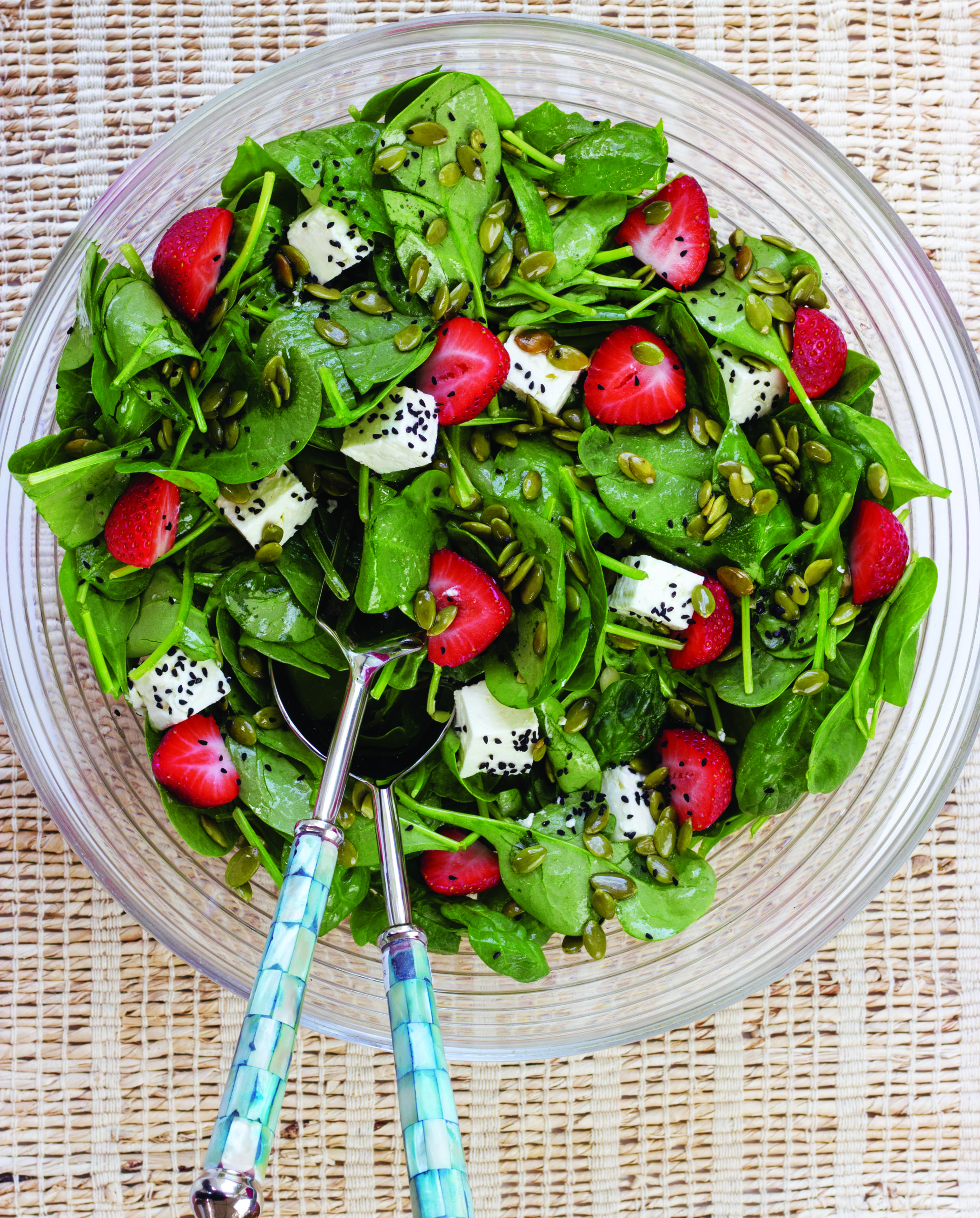 Stacy Dermont's Strawberry and Spinach Salad with Chopped Feta Vinaigerette.