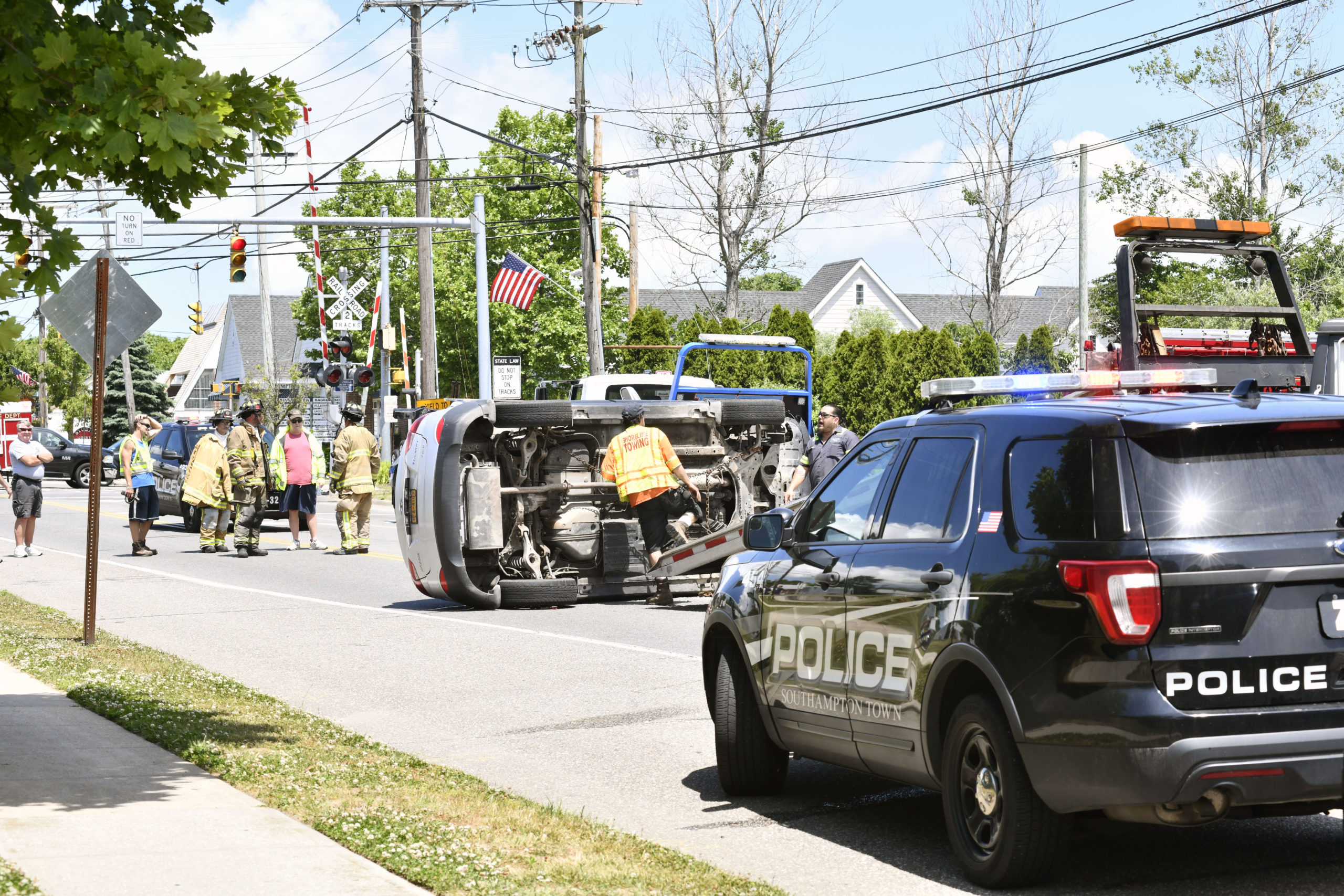 Car Overturns in Hampton Bays Crash 27 East