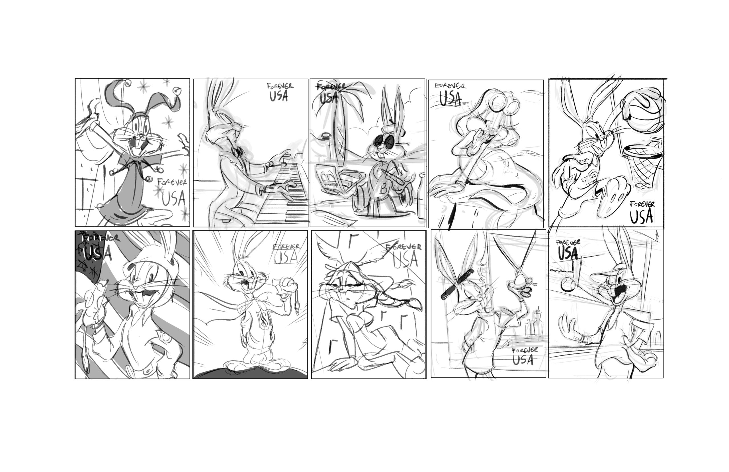 The final Bugs Bunny stamp sheet.