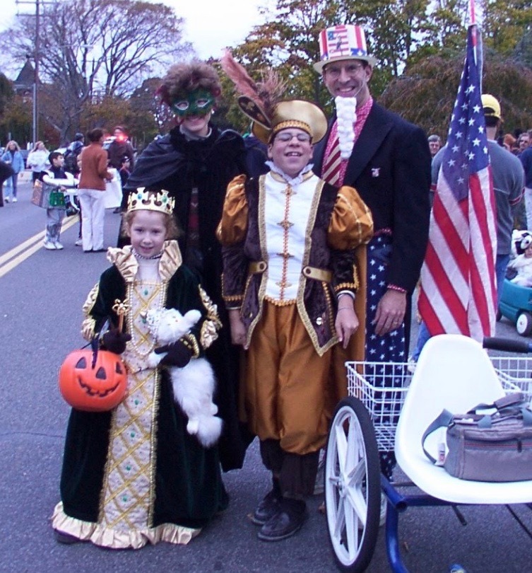 Elisa and Clint Greenbaum with their children, Augusta and Jake, at the Westhampton Beach Halloween Parade.