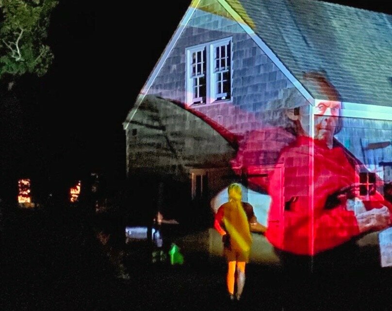 Christine Sciulli projection in collaboration with Lindsay Morris artwork.