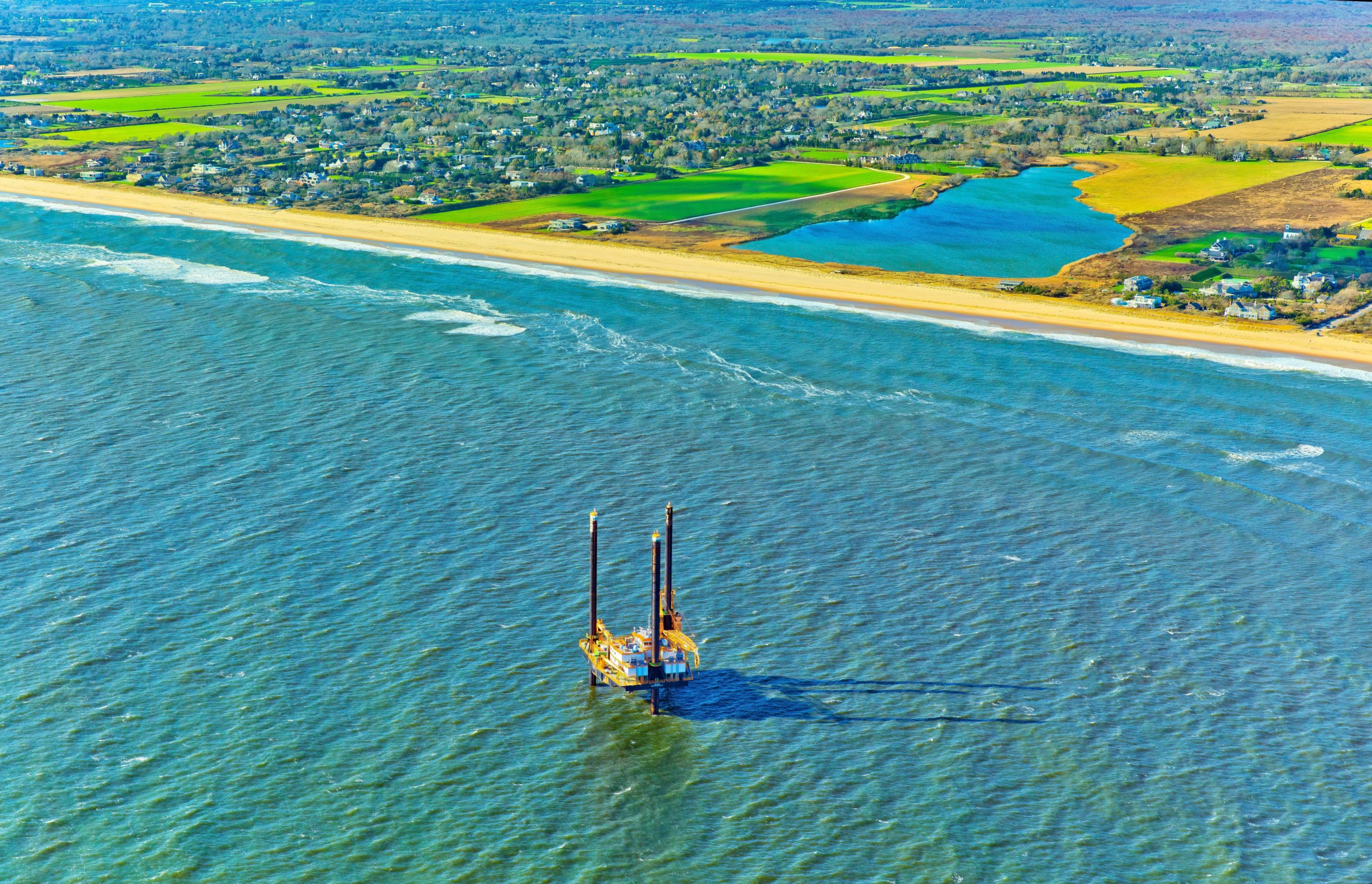 'Liftboat' Arrives In Ocean Off Wainscott For Wind Farm Soil Sampling