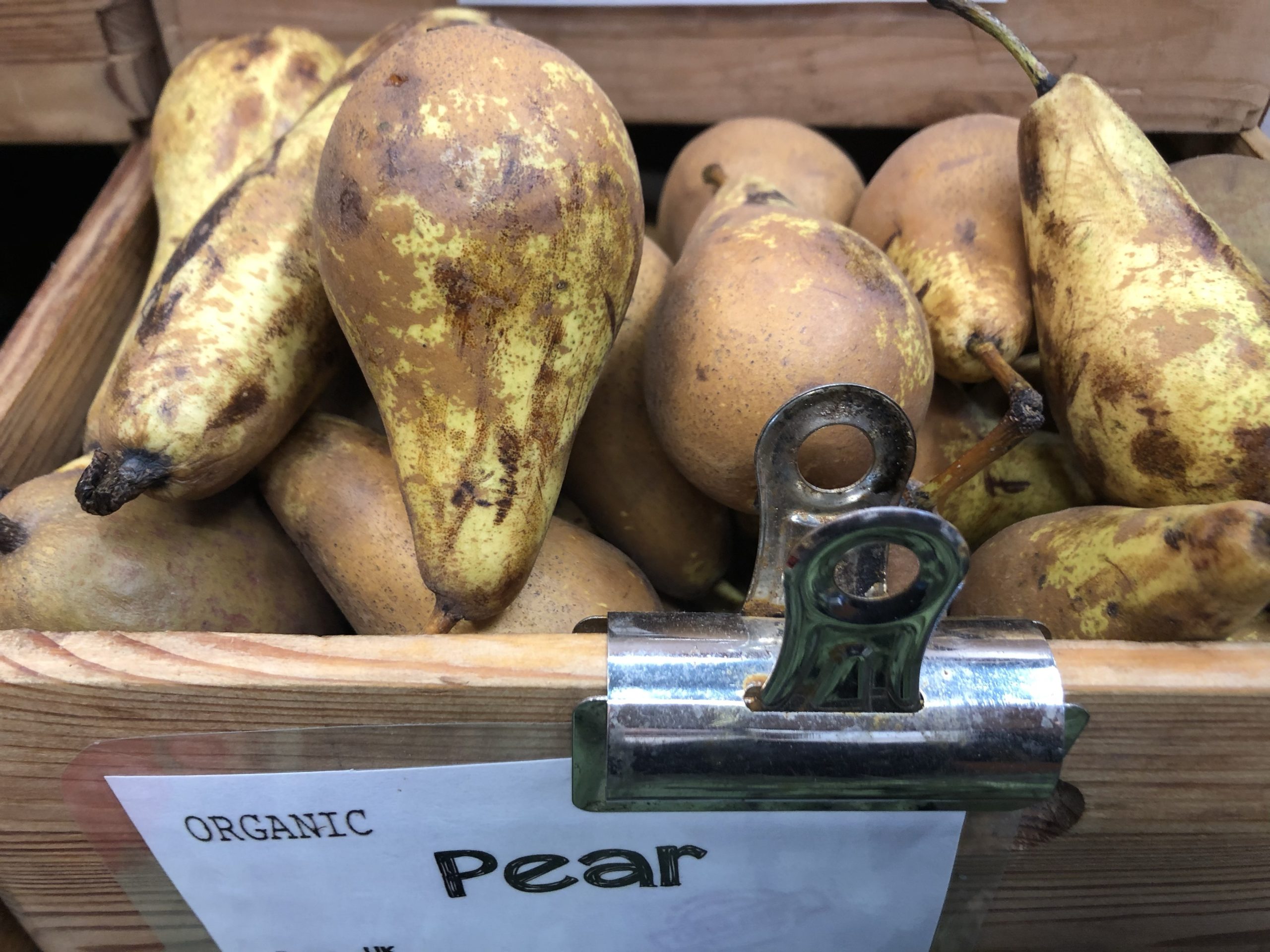 Perfectly good — is slightly bruised — pears.