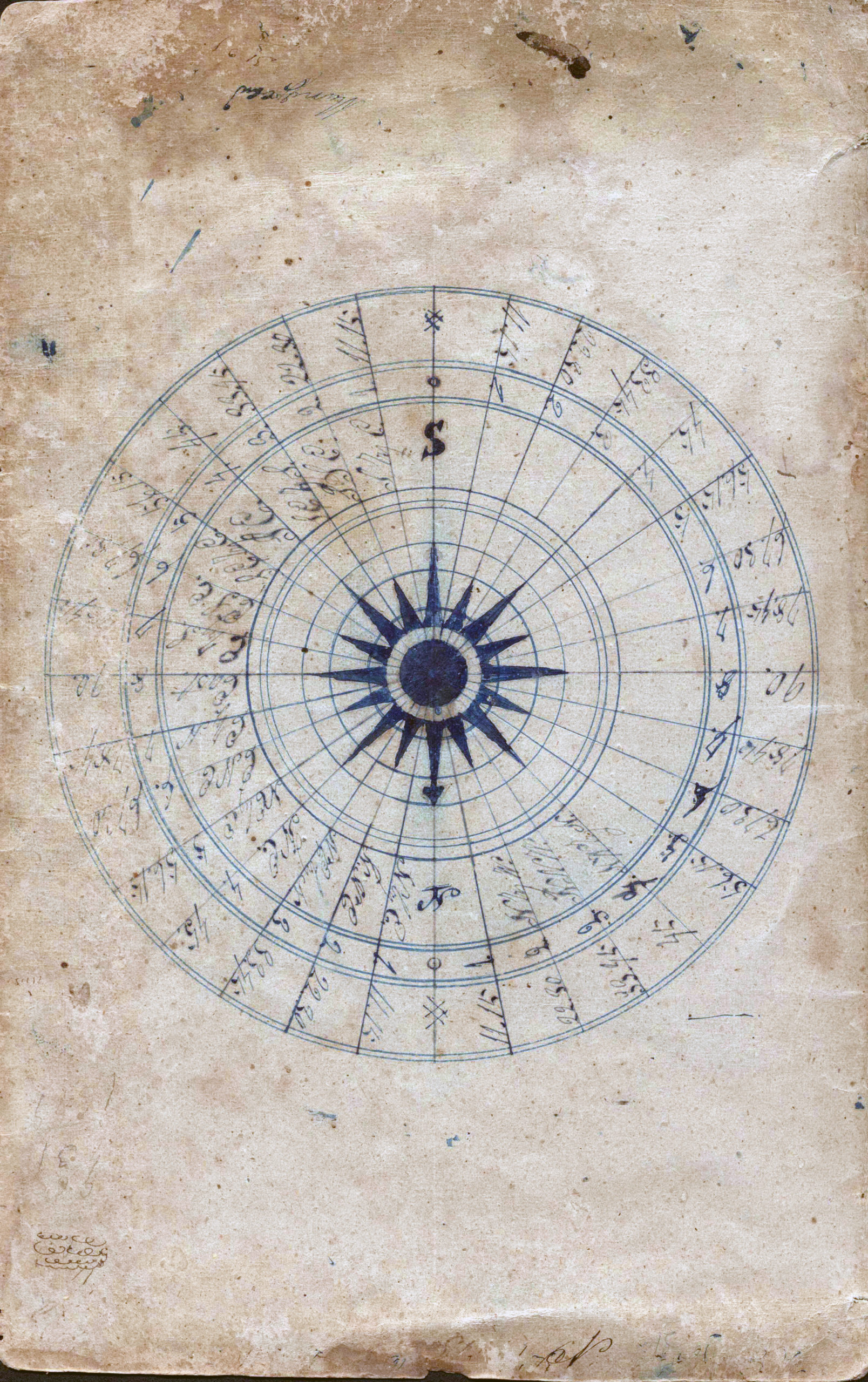 The double-sided, back cover illustration of  a mariner's compass, possibly drawn by Henry L. Van Scoy, according to 