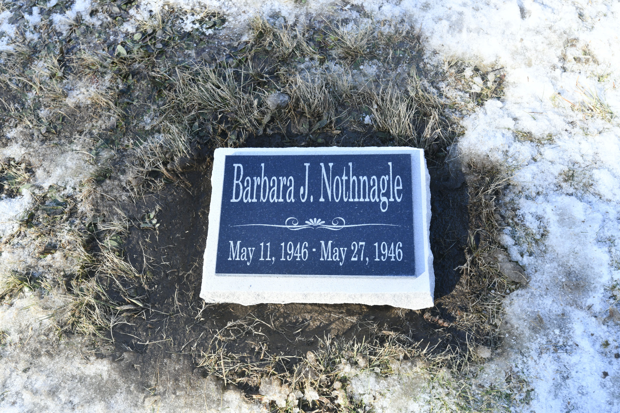 The new headstone for Barbara J. Nothnagle.    DANA SHAW