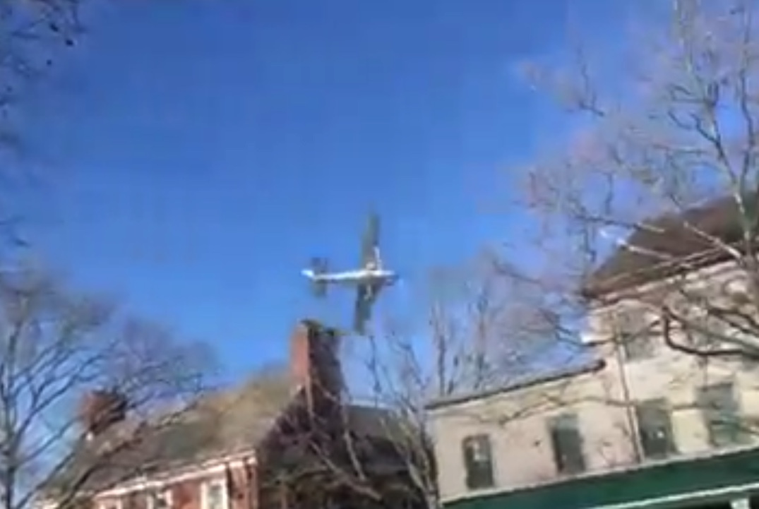 A low-flying plane buzzed downtown Sag Harbor on Tuesday.