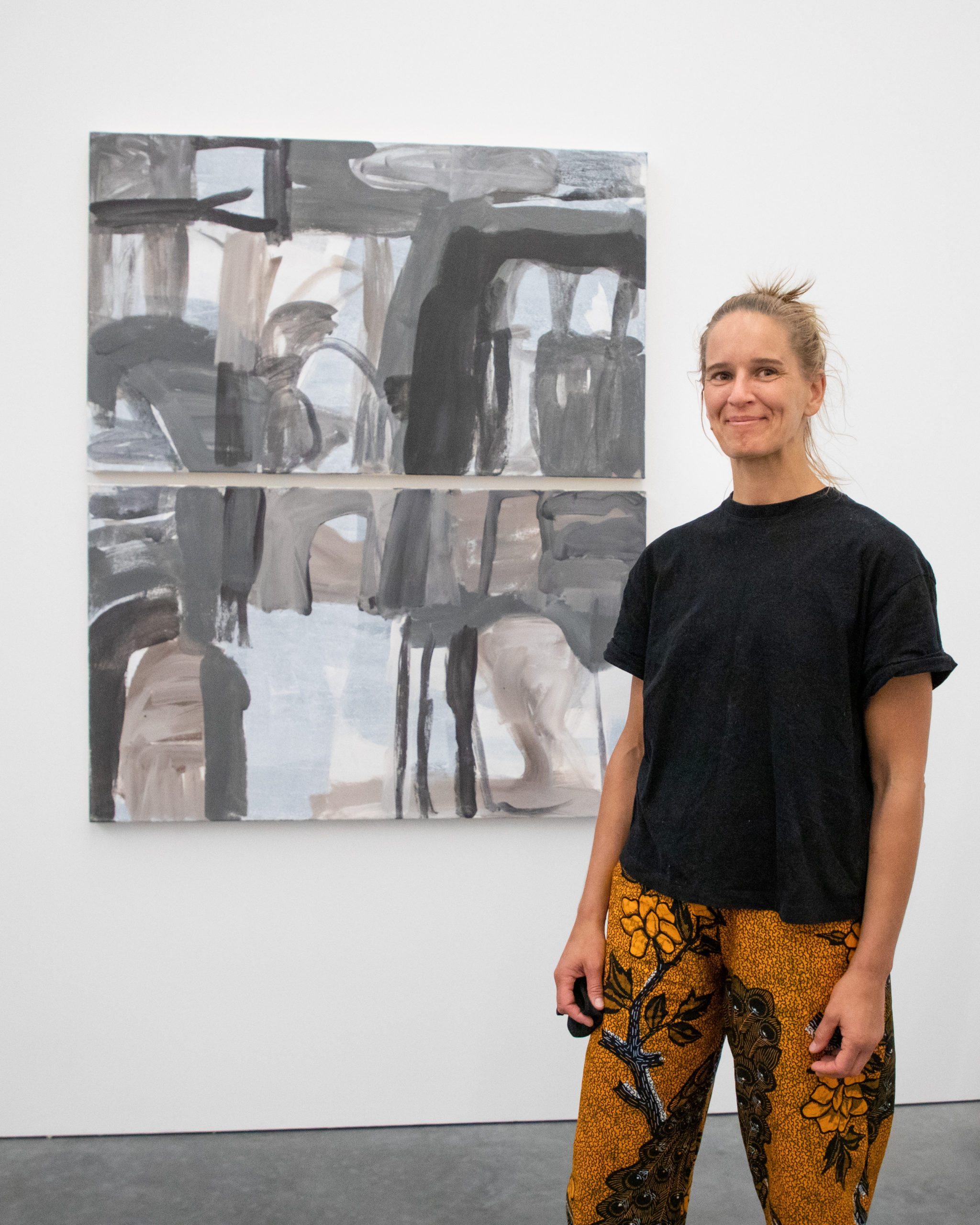 Artist Virva Hinnemo at the opening of 