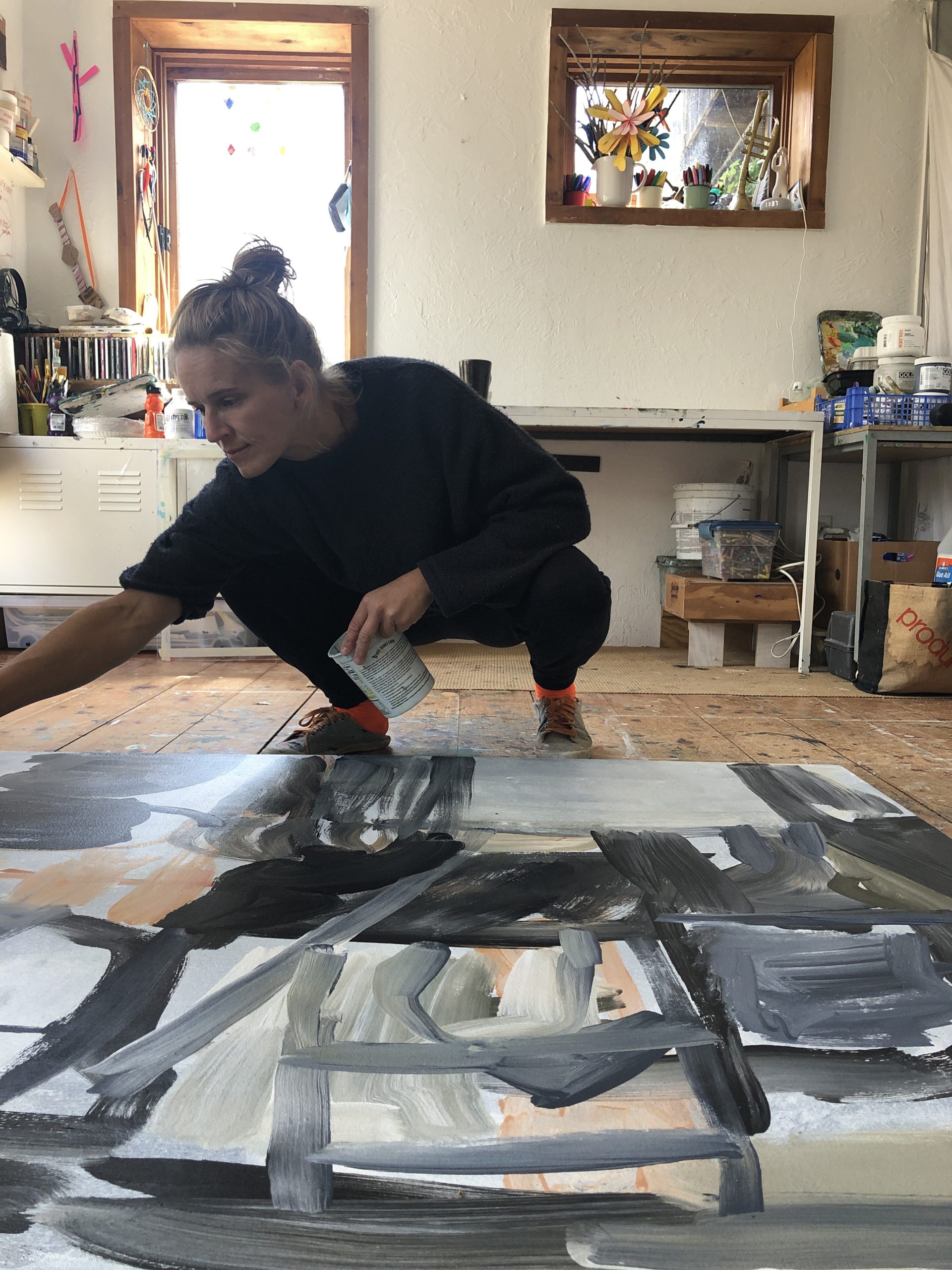 Virva Hinnemo working in her Springs studio.