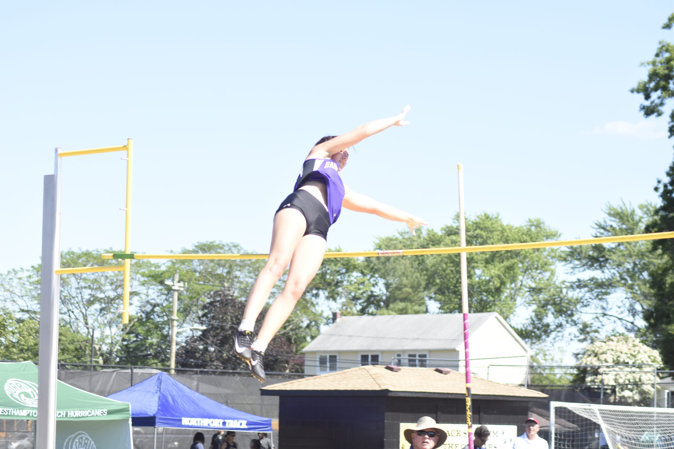Hampton Bays sophomore Maizie Poulakis tied for sixth place in the pole vault at the Section XI girls track championships.