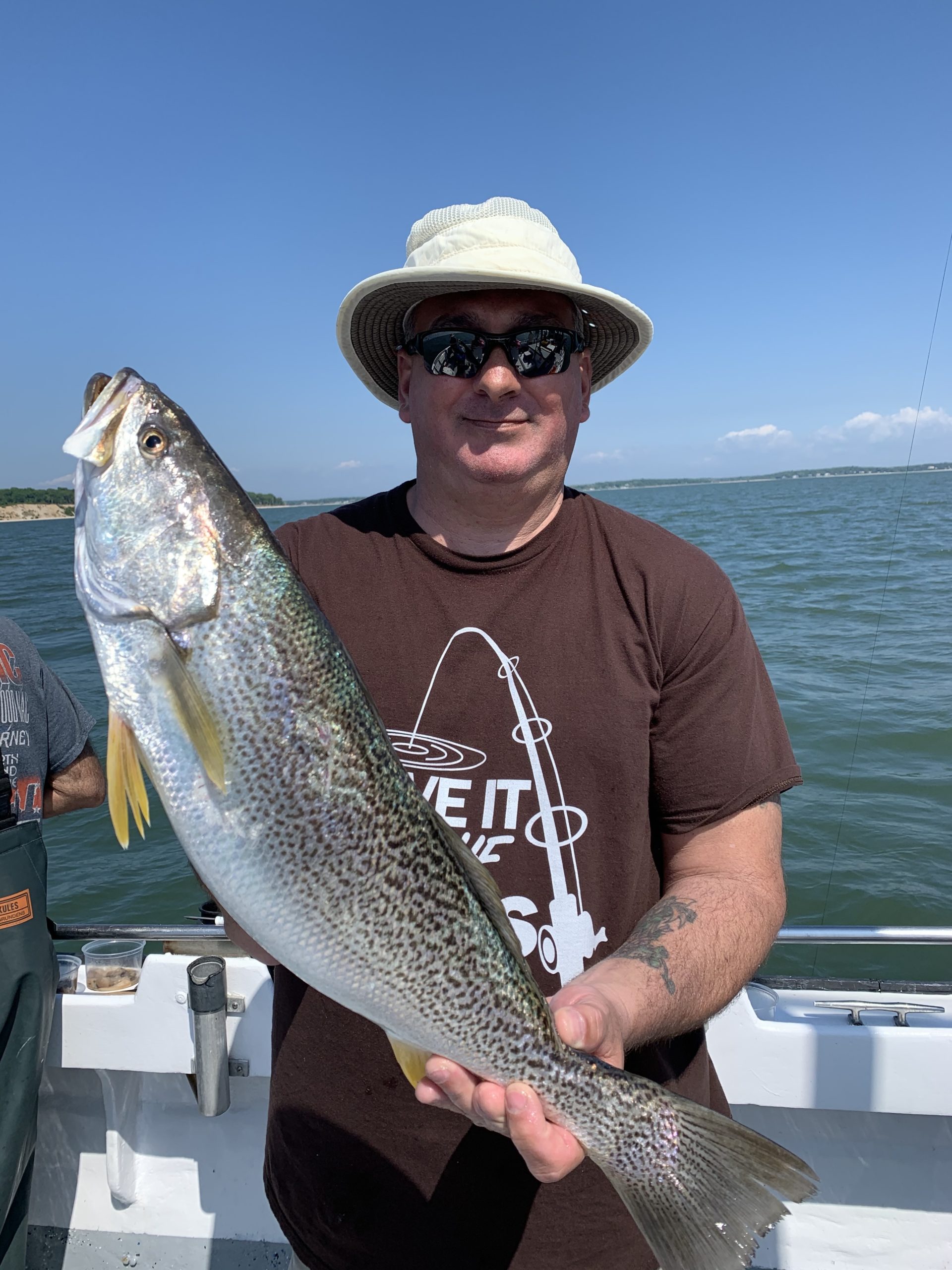 James Hall with a nice Peconic Bay weakfish caught aboard the Shinnecock Star.