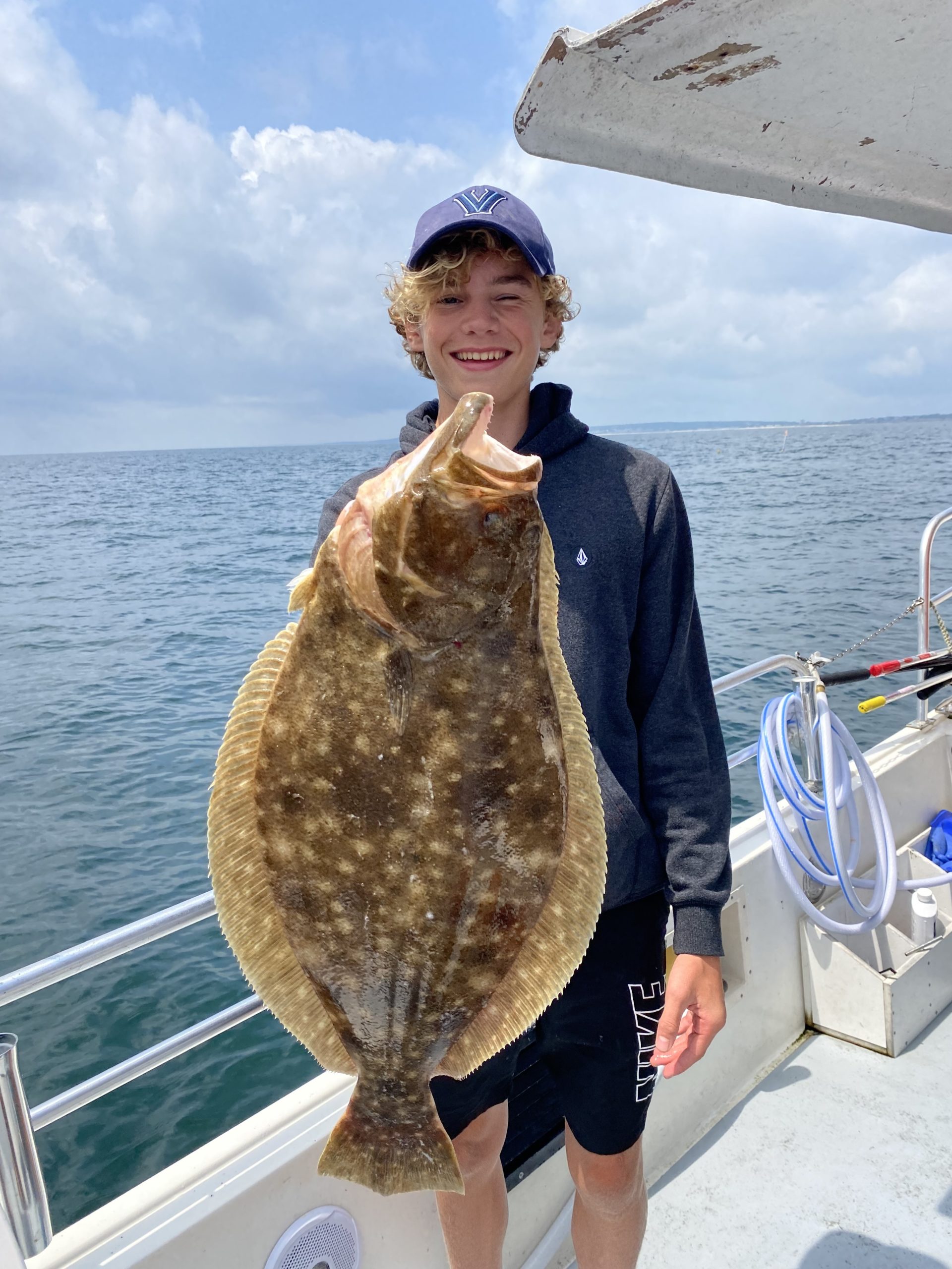 Luke Horrigan decked this 8.5-pound fluke while fishing last week aboard the Montauk charter boat Double D out of Westlake Fishing Lodge.