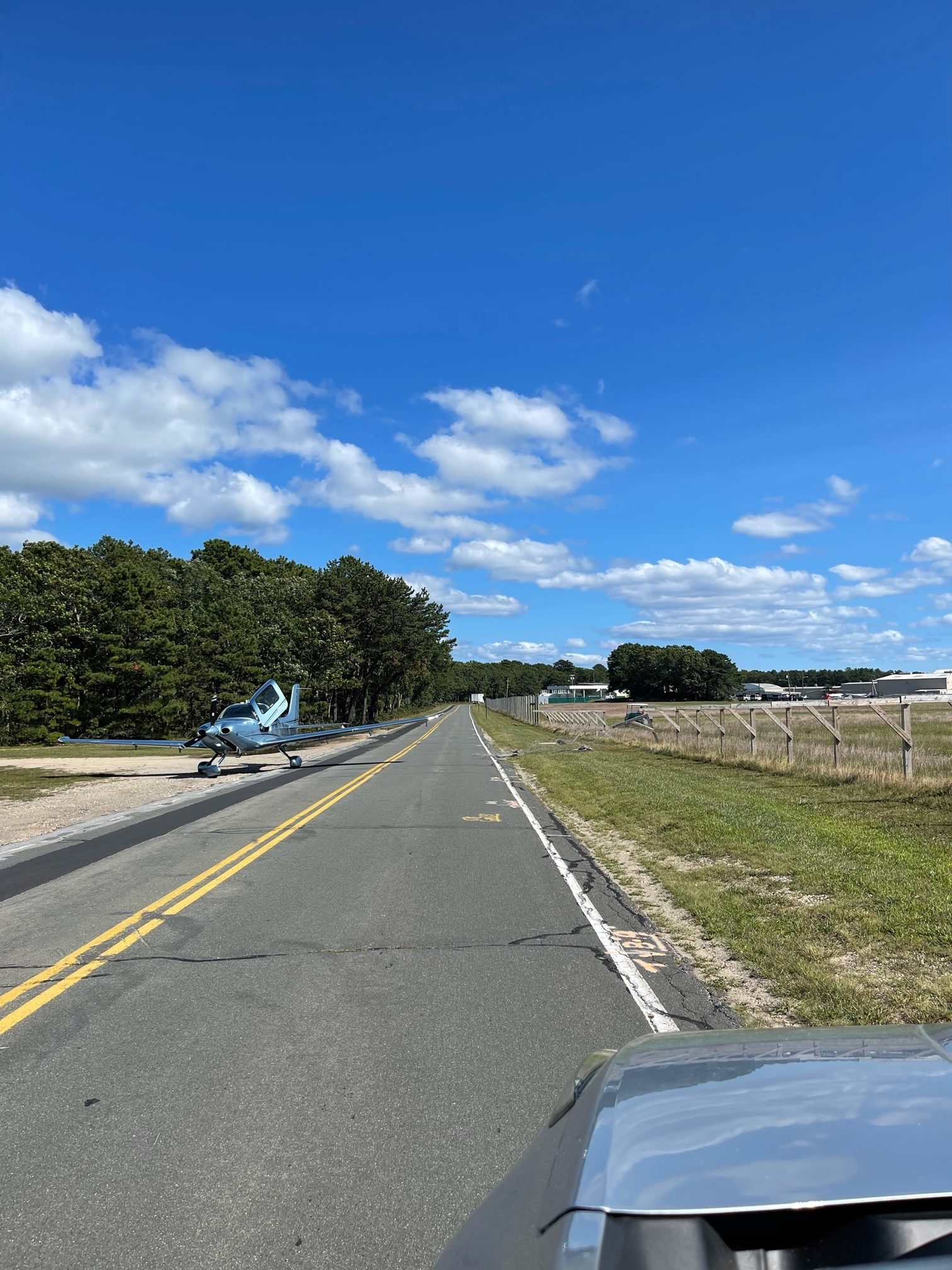 A small plane overshot the runway at East Hampton Airport.