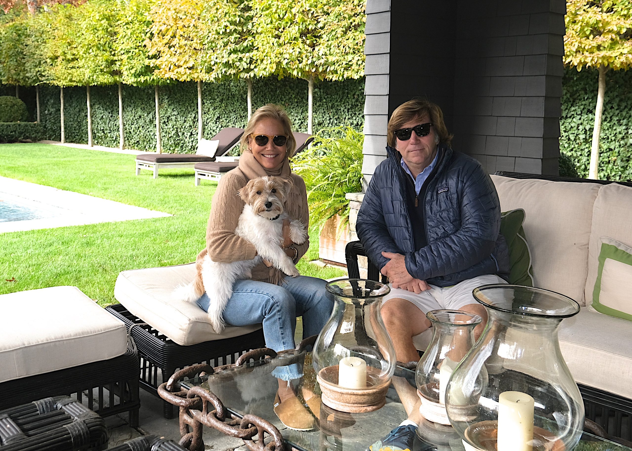 Dwyer and Michael Derrig at their home on Wireless Road in East Hampton. The home will be featured on the East Hampton House & Garden Tour set for Saturday, November 27. It benefits the East Hampton Historical Society.