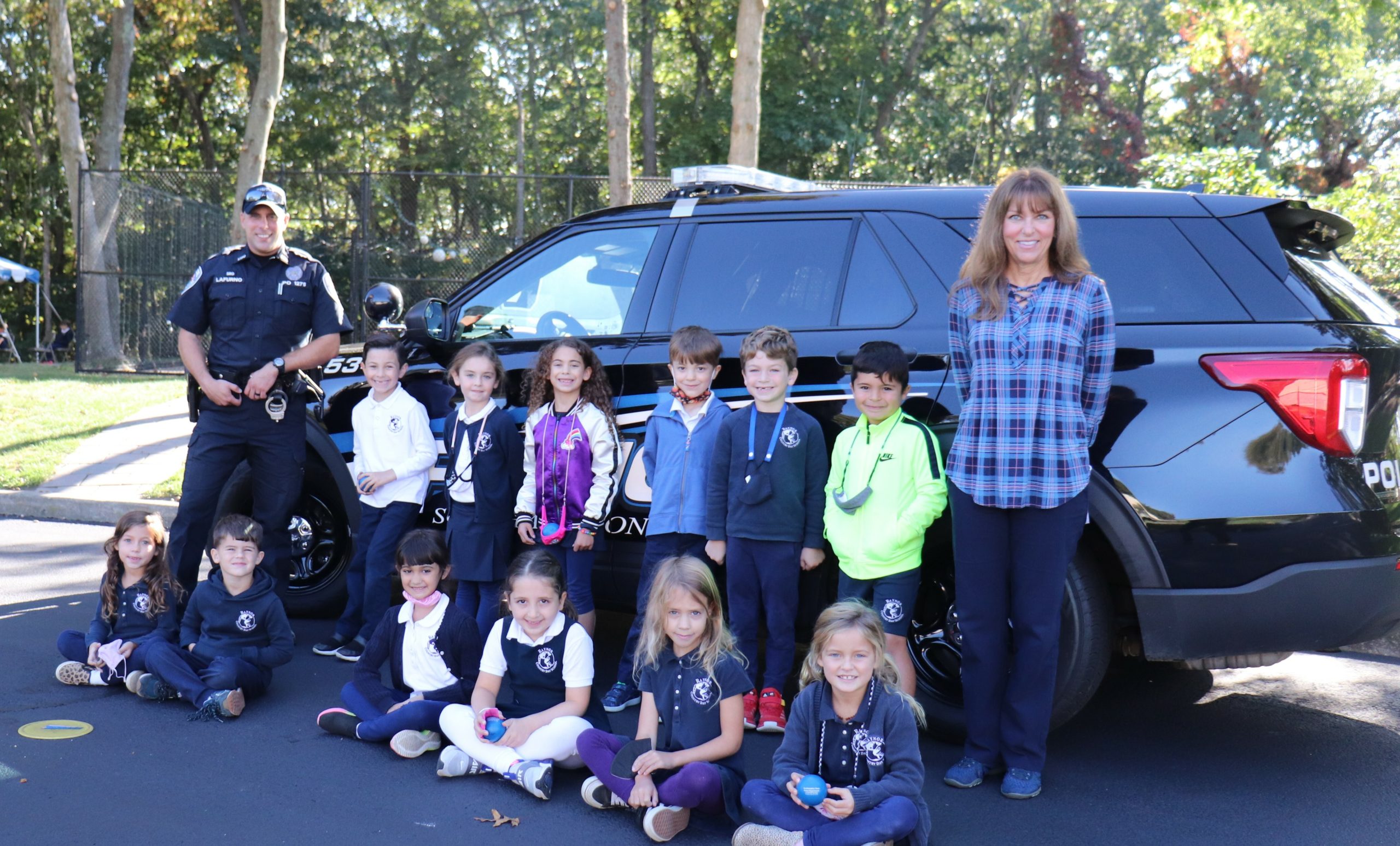 Officer Eugene LaFurno of the Southampton Town Police Department, and father of student Enzo LaFurno, visited with the students of Raynor Country Day School last week.  During his visit, Officer LaFurno reinforced the concept of 