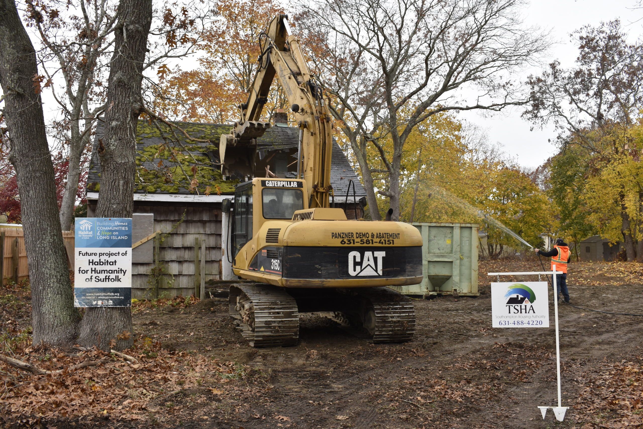 An abandoned house in Riverside is razed to make way for five affordable single-family homes to be constructed as a joint venture by the Southampton Housing Authority and Habitat for Humanity of Suffolk.