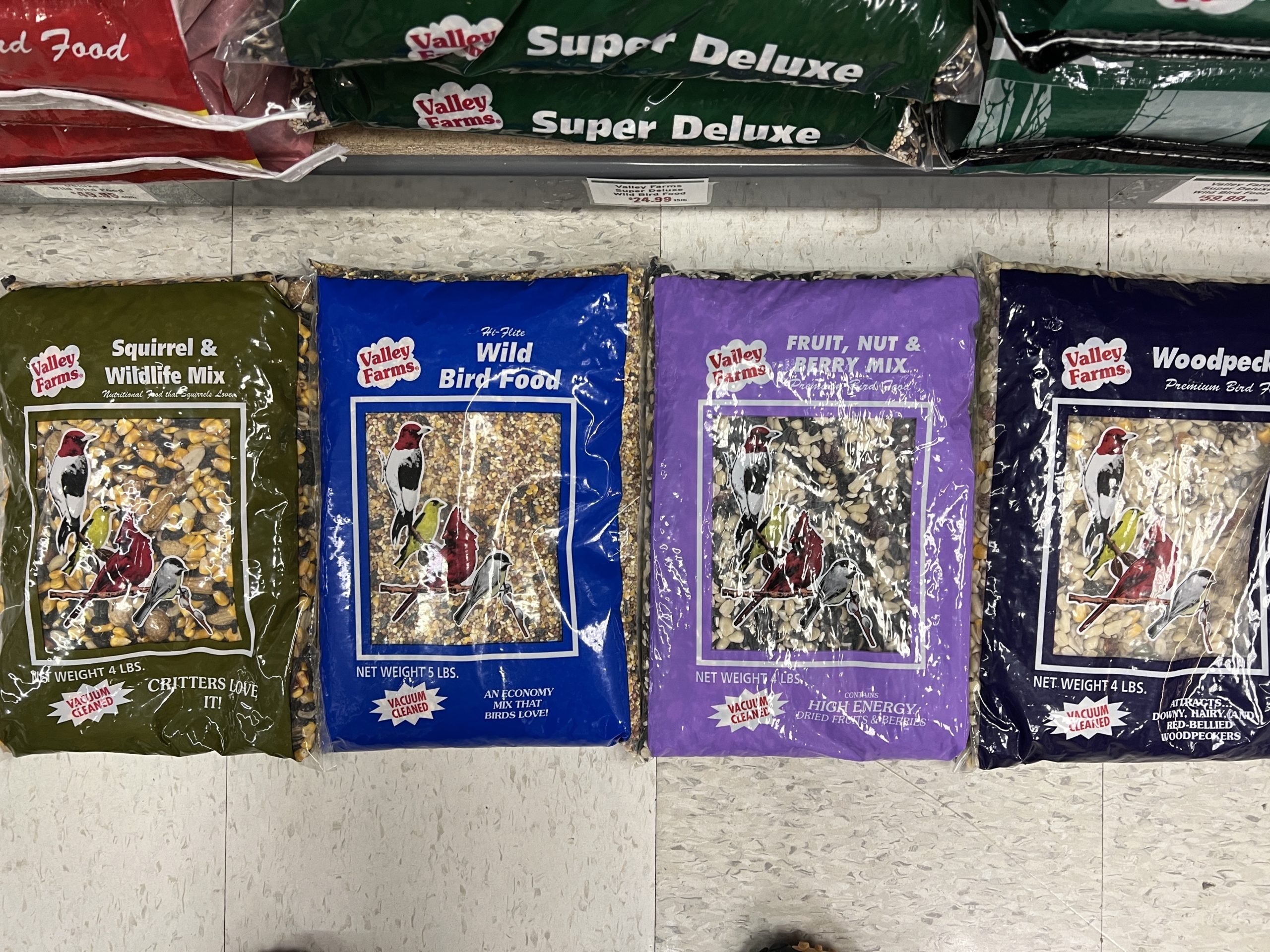 There can be 10 or more choices when shopping for bird seed. Some, like the one on the left, are best for ground feeding, while other mixes are designed to attract certain types or varieties of birds.