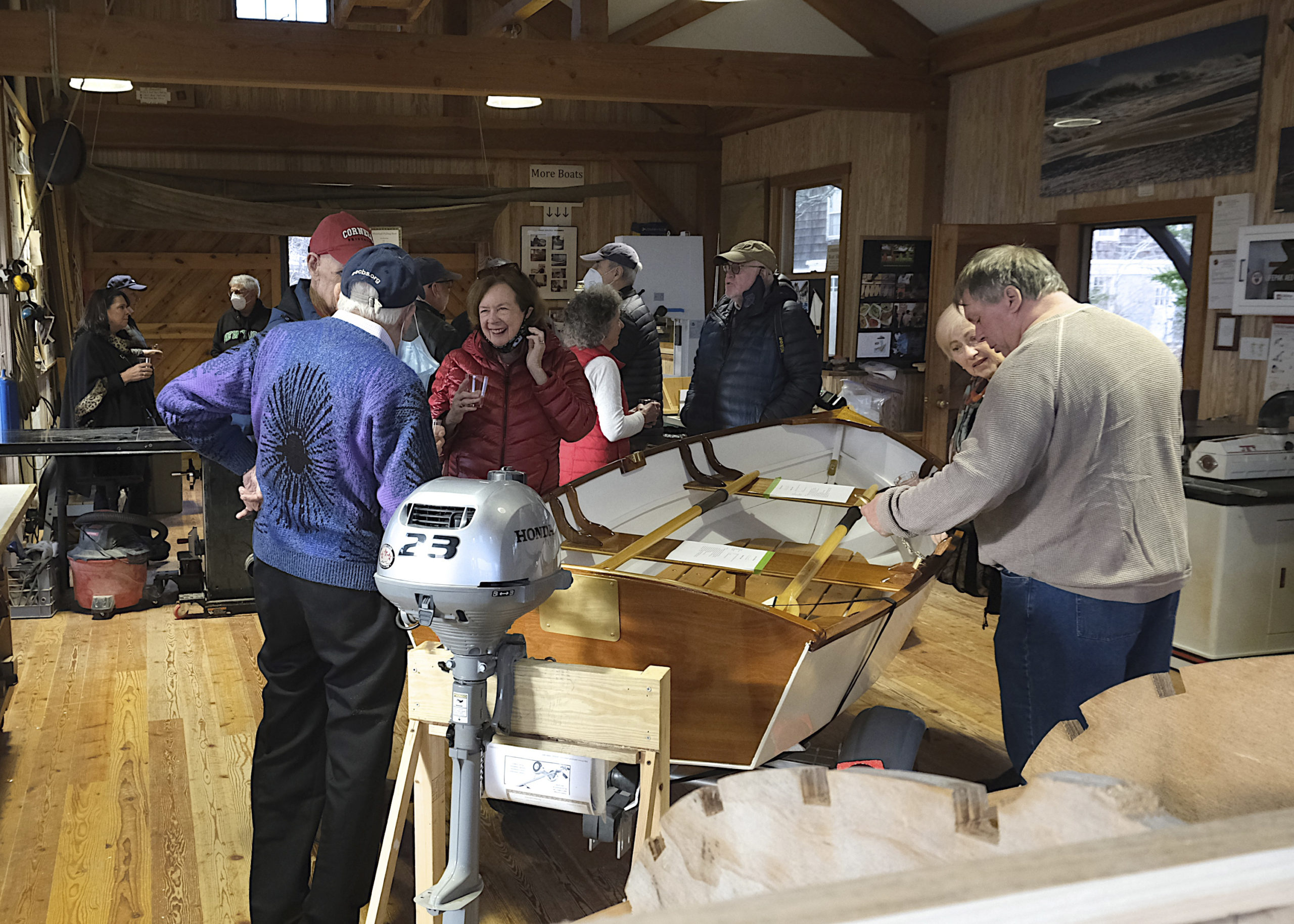The East End Classic Boat Society hosted an open house on Saturday and picked the winner of its boat raffle at the club’s headquarters in  Amagansett in the Hartjen Richardson Community Boat Shop. The boat, 10-foot-long Martha’s Tender dinghy, the product of celebrated boat designer Joel White with a trailer and outboard motor are included.   KYRIL BROMLEY