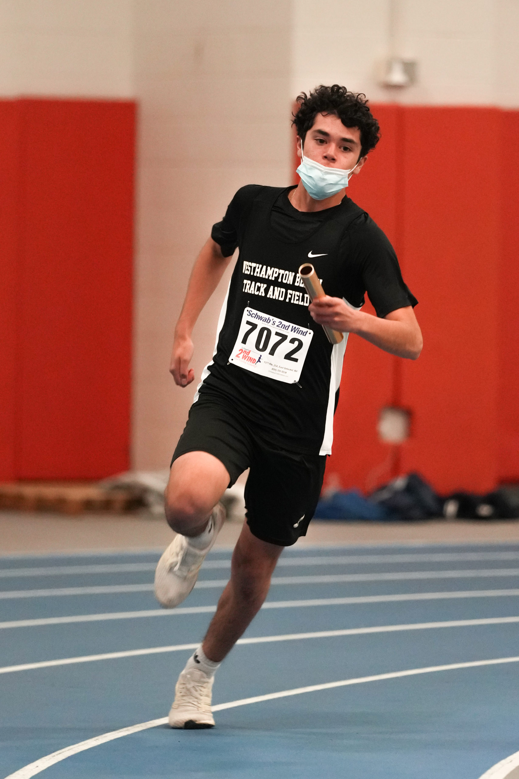 Westhampton Beach's Amner Rosales running in one of the relays on Saturday.