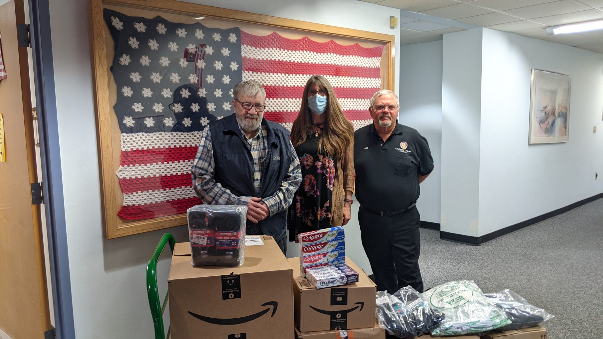 Members of the Southampton Elks Club recently delivered donated goods to the Veterans Administration Hospital in Northport.