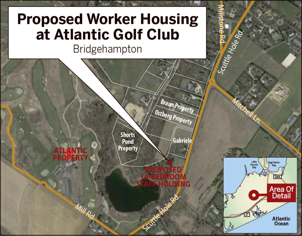 An aerial view shows the proposed site of workforce housing at the Atlantic Golf Club.