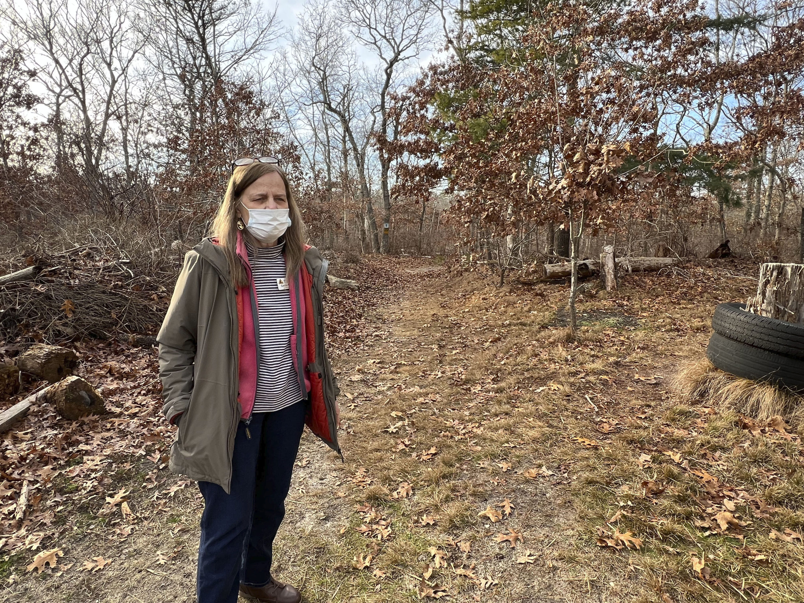 Evelyn Alexander Wildlife Rescue Center Executive Director Ginnie Frati near the area where she discovered the fatally wounded deer.  DANA SHAW