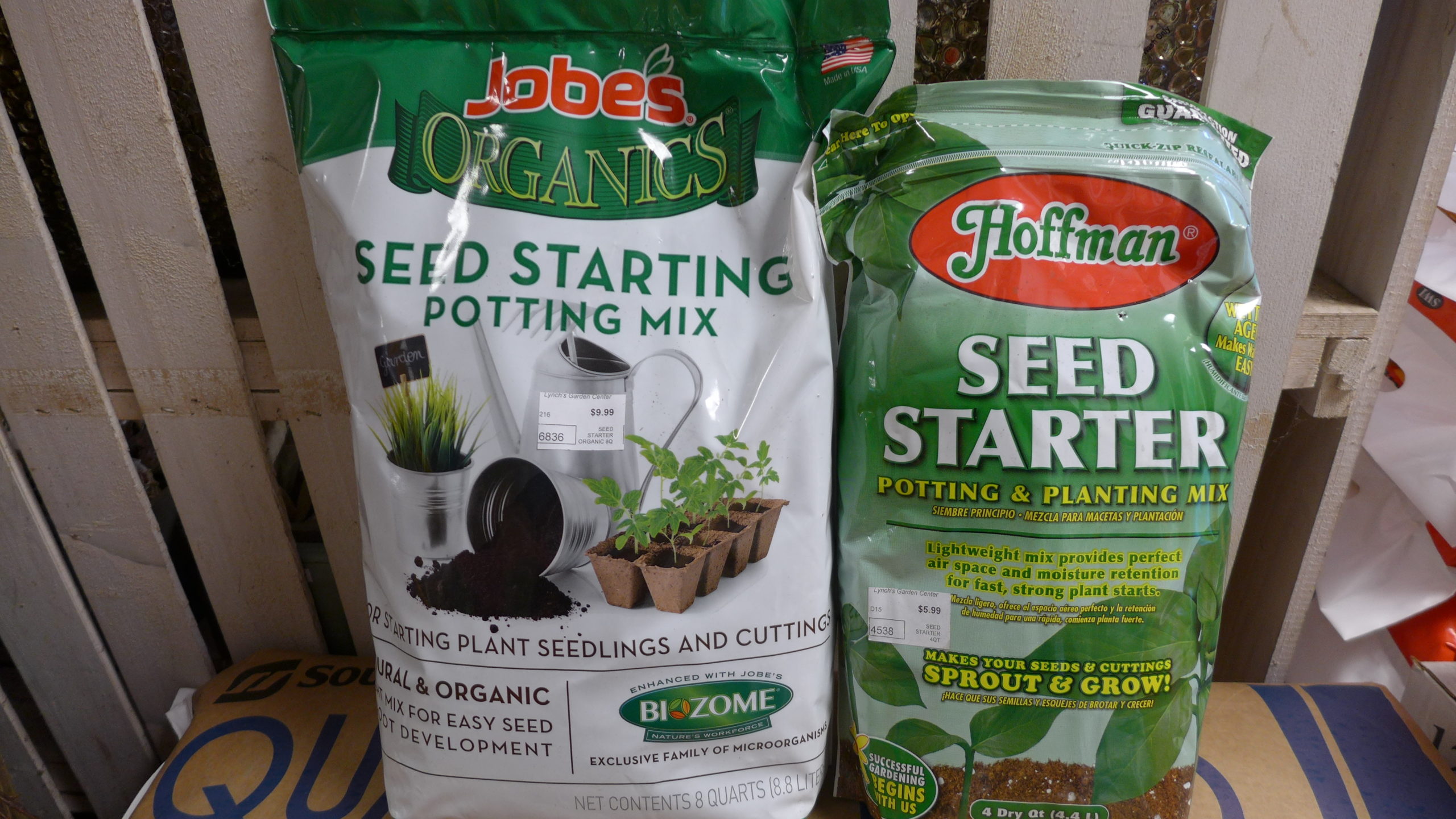 There are several brands of seed starting soils available and most gardeners have their favorite.  Never use potting soils, or garden soils, for seed germination, though.