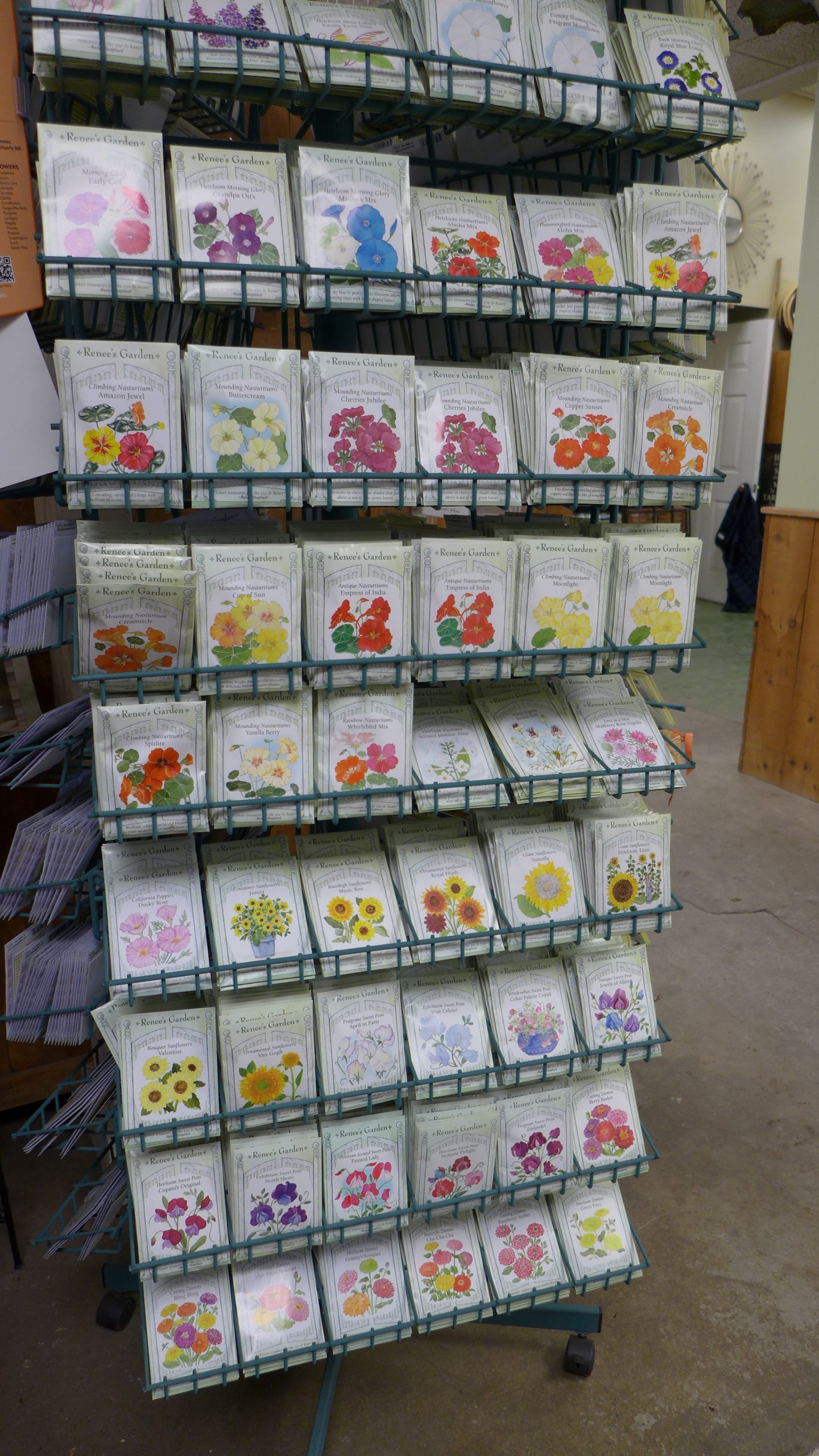 Seed racks at local garden centers are the first place to start when looking for annuals and vegetables that you can’t find as 