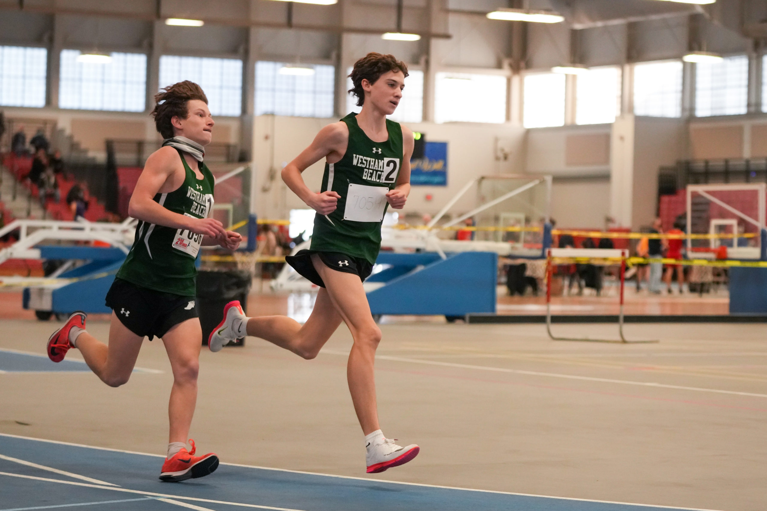 Hurricanes Max Haynia, left, and Trevor Hayes in the mile.